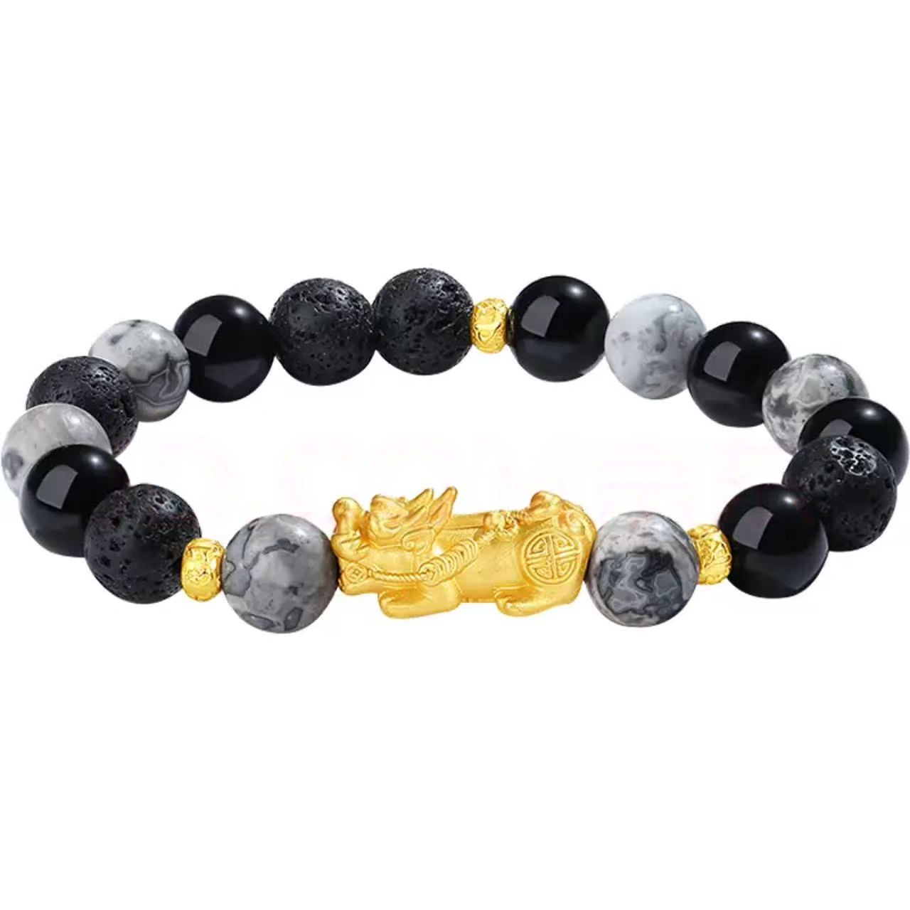 Pure gold obsidian bracelet - Feng Shui energy bracelet