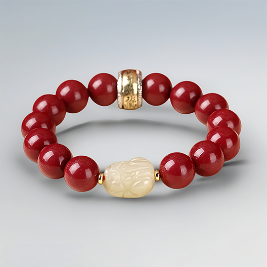 Cinnabar & Hetian Jade Pixiu Bracelet – Grounded in Spirit, Guarded in Fortune