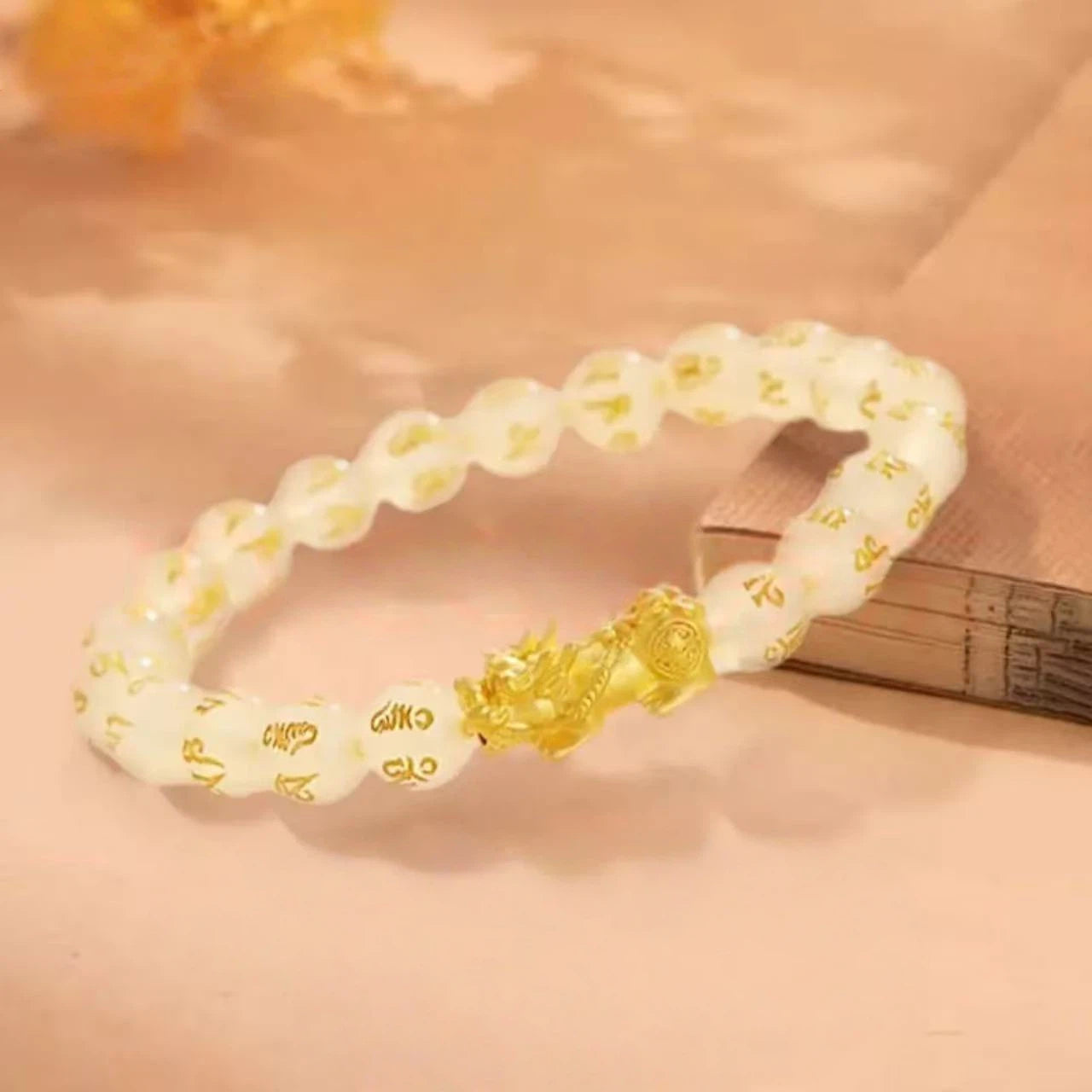 18K Gold 3D Pixiu Six-Character Mantra Bracelet - Feng Shui Energy Bracelet