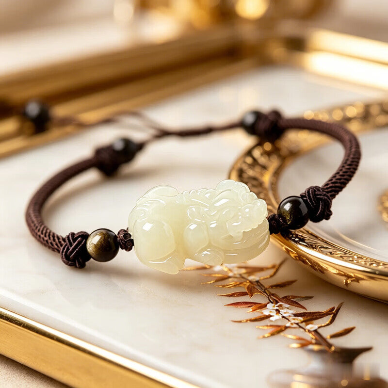 Hetian Jade Pixiu Couple‘s Bracelet – His & Hers, Woven with Intention