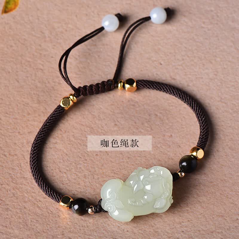 Hetian Jade Pixiu Bracelet – Hand-Braided for Two, Woven with Intention