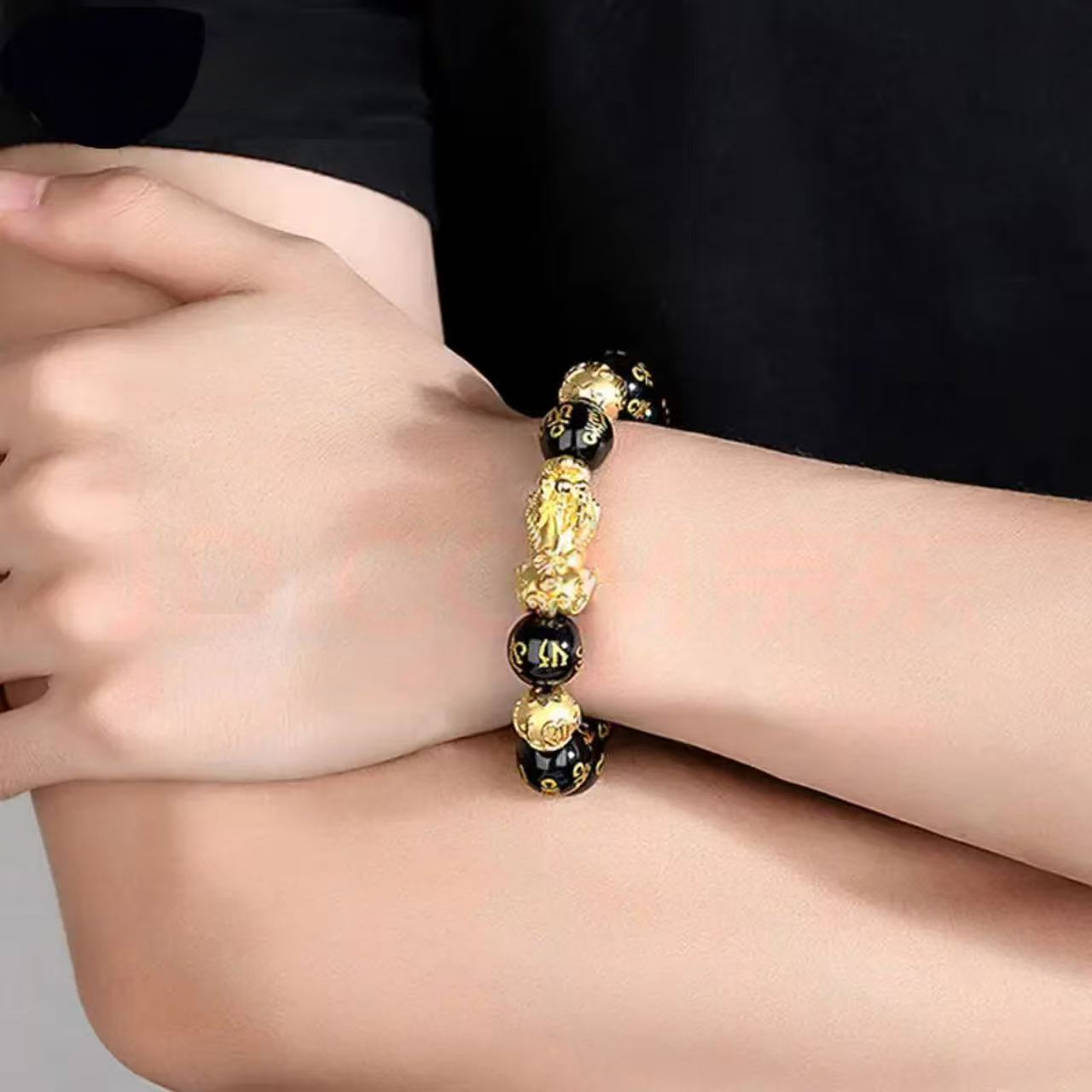 Pixiu Obsidian Bracelet - Six-Character Mantra Bracelet for Men