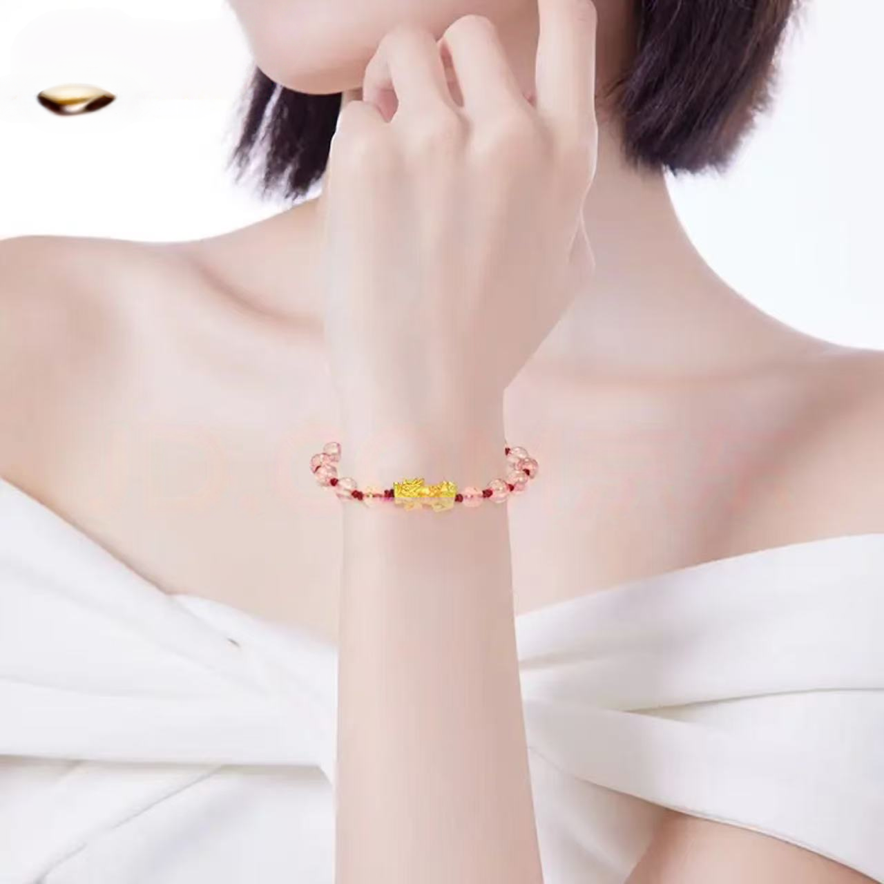 18K Gold Pixiu Bracelet for Women - Lucky Charm Beads