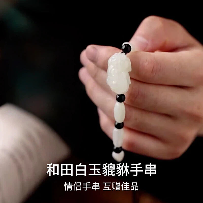 White Hetian Jade Pixiu Bracelet – A Unisex Guardian of Fortune and Love