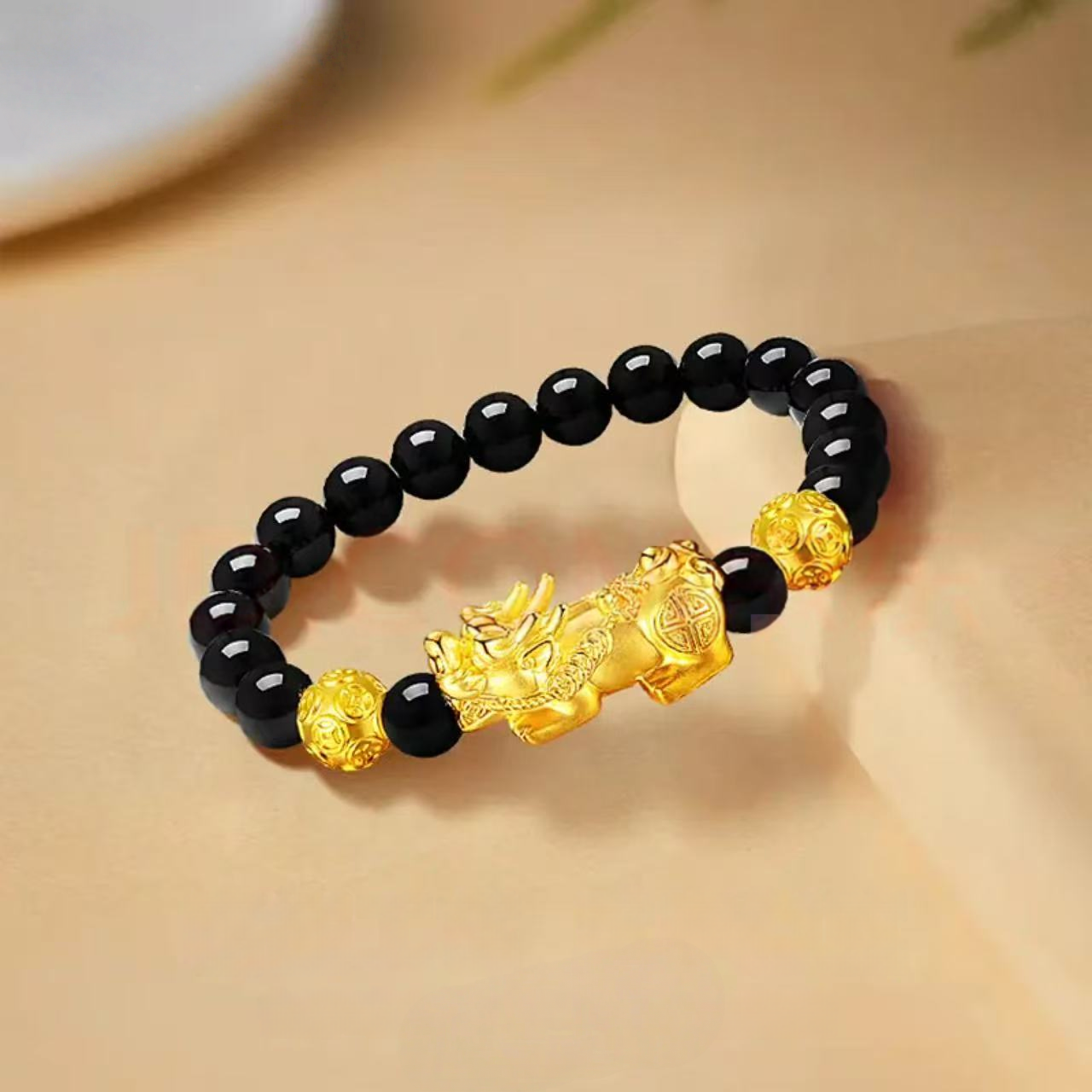18K Gold Pixiu Bracelet for Men - Six-Character Mantra Bracelet