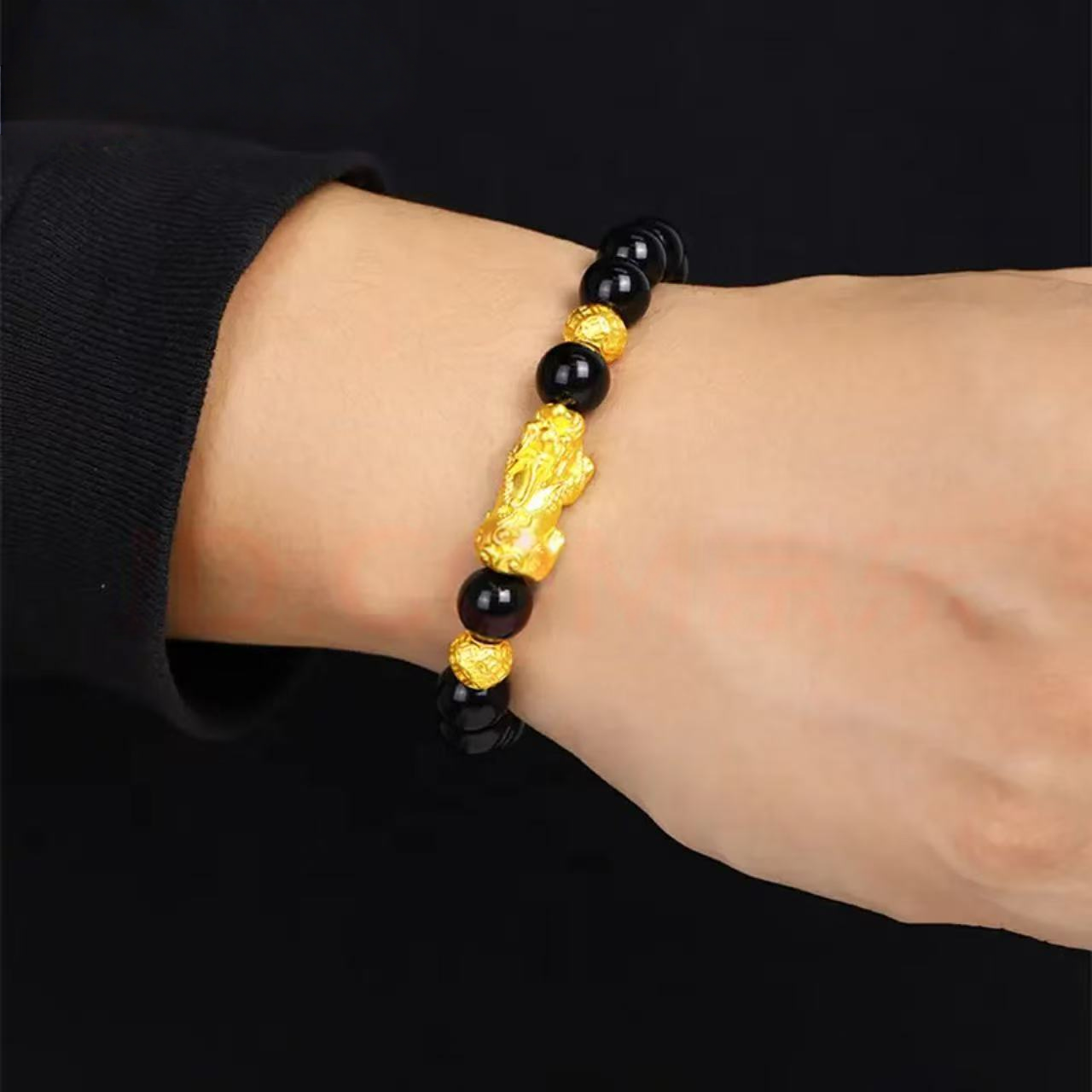 18K Gold Pixiu Bracelet for Men - Six-Character Mantra Bracelet