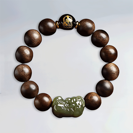Agarwood & Hetian Jade Pixiu Bracelet – Your Guardian for the Year Ahead