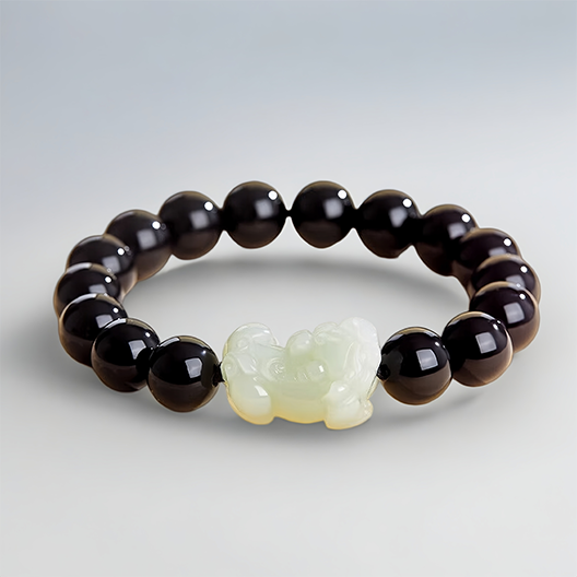Hetian Jade Pixiu & Black Onyx Bracelet – A Guardian of Fortune, A Statement of Style