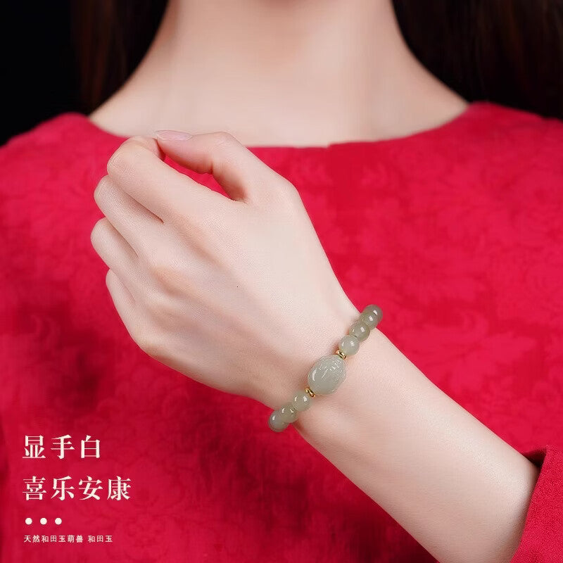 Hetian Jade Pixiu Bracelet for Women – A Refined Talisman of Grace and Protection
