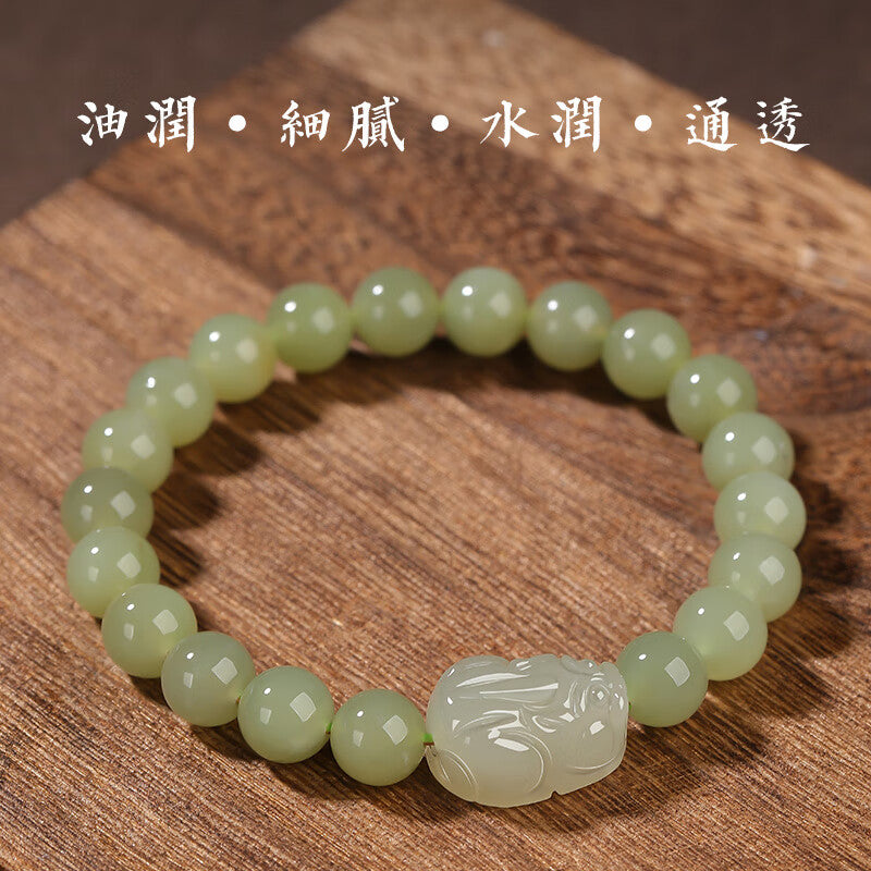 ‘Imperial Crystal’ Hetian Jade Pixiu Bracelet – The One-in-Nine Choice for the Discerning