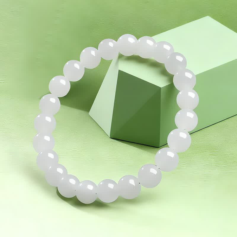 White Hetian Jade Beaded Bracelet – A String of Quality, A Circle of Grace