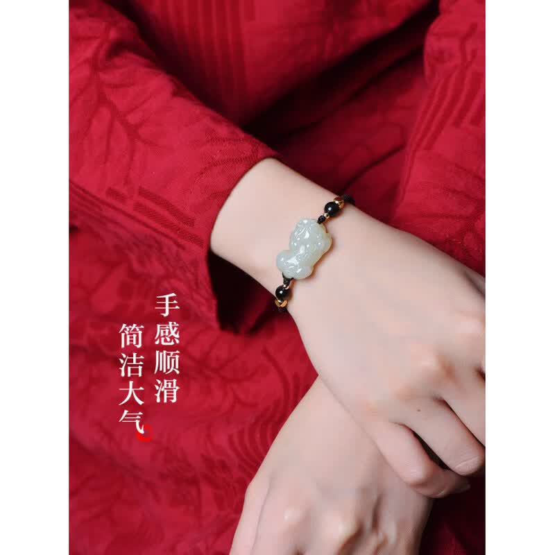 Hetian Jade Pixiu Bracelet – Hand-Braided for Two, Woven with Intention