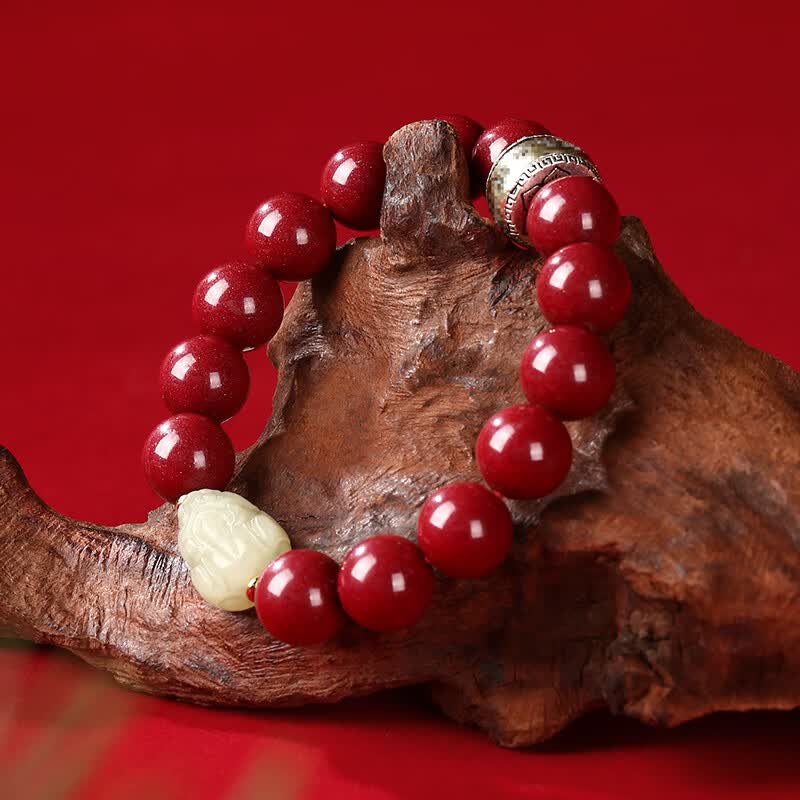 Cinnabar & Hetian Jade Pixiu Bracelet – Grounded in Spirit, Guarded in Fortune