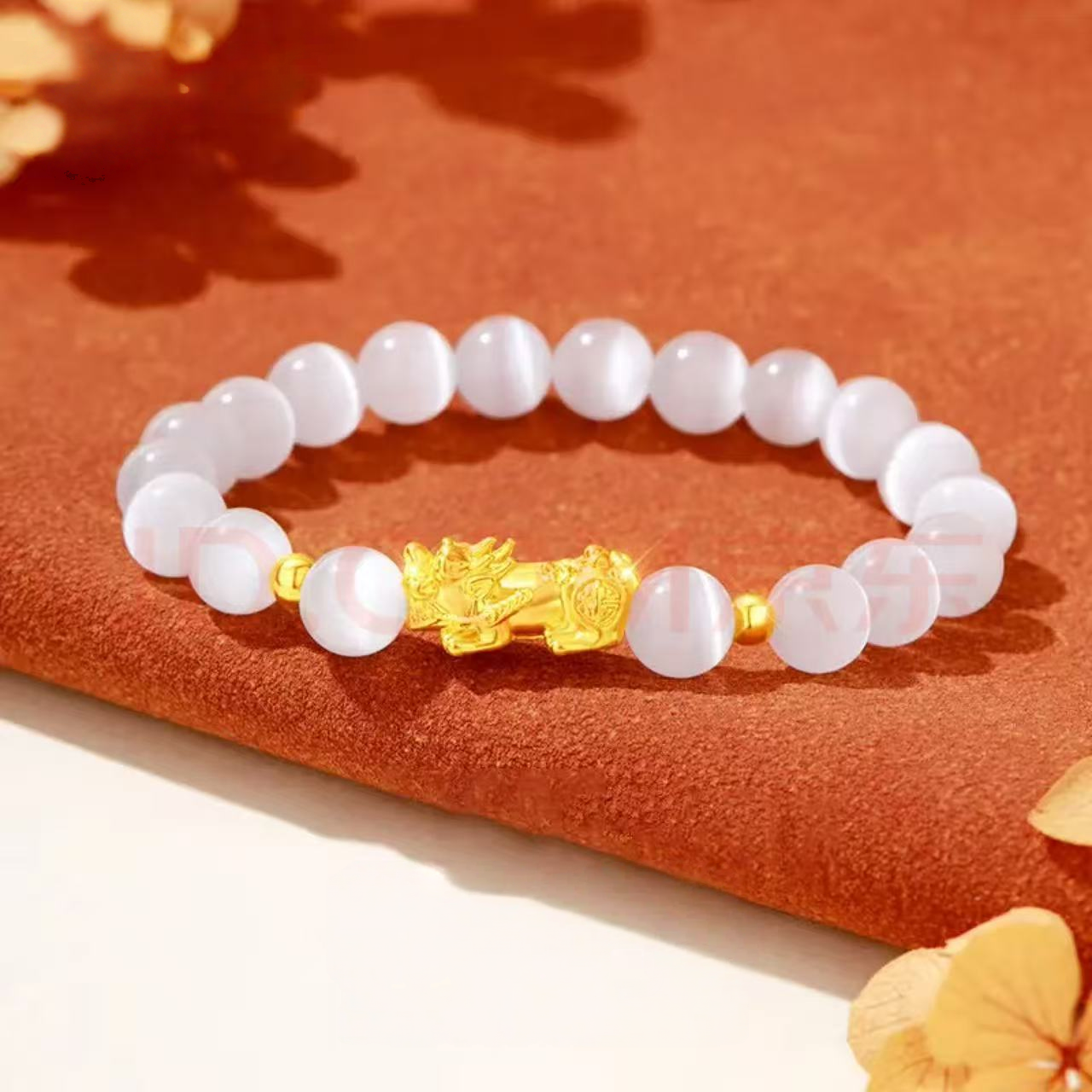 Pure gold Pixiu beaded bracelet for men and women - Gold Feng Shui bracelet