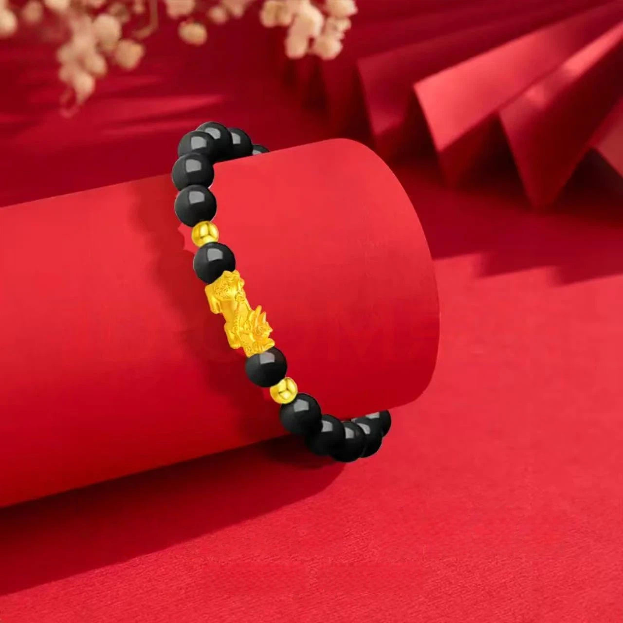 Gold Pixiu Bracelet for Men and Women - Pure Gold Moonlight Lucky Bead Bracelet