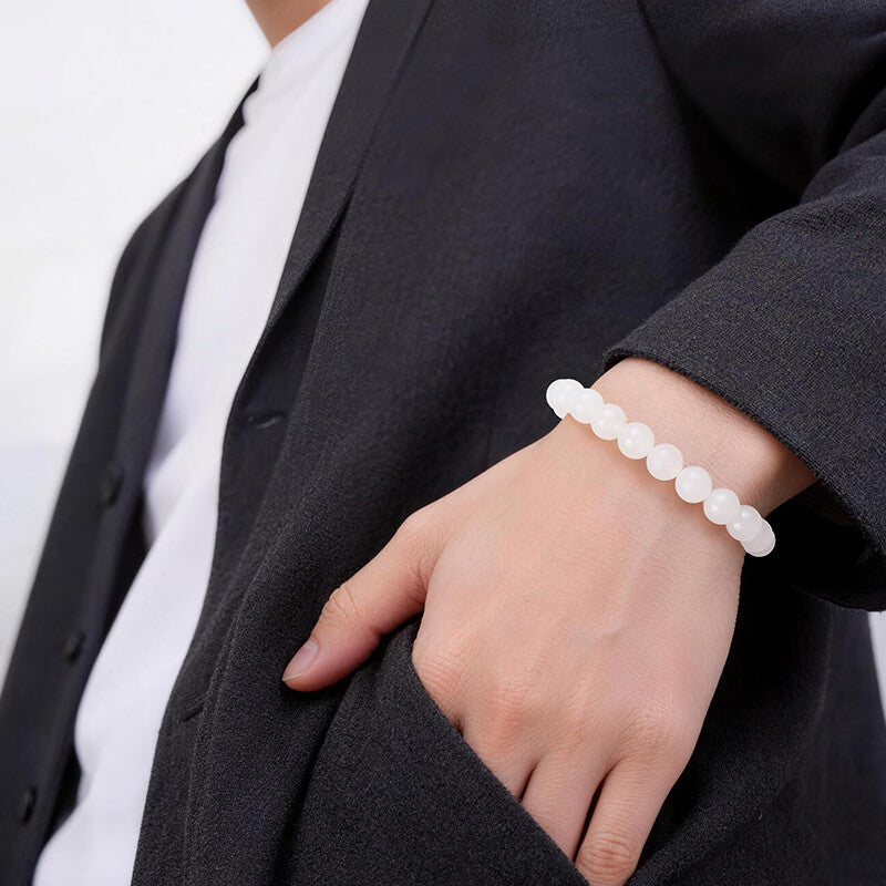 White Hetian Jade Beaded Bracelet – A String of Quality, A Circle of Grace