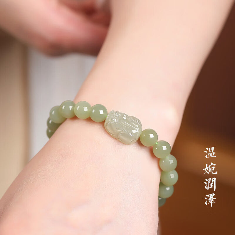 ‘Imperial Crystal’ Hetian Jade Pixiu Bracelet – The One-in-Nine Choice for the Discerning