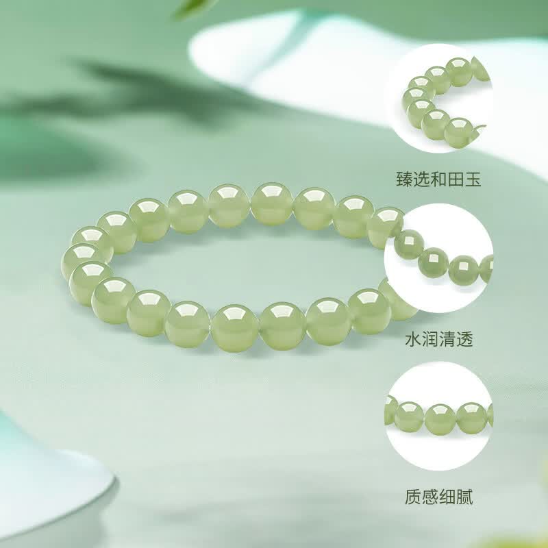 Hetian Jade Beaded Bracelet – A Touch of Serenity, A Legacy of Harmony