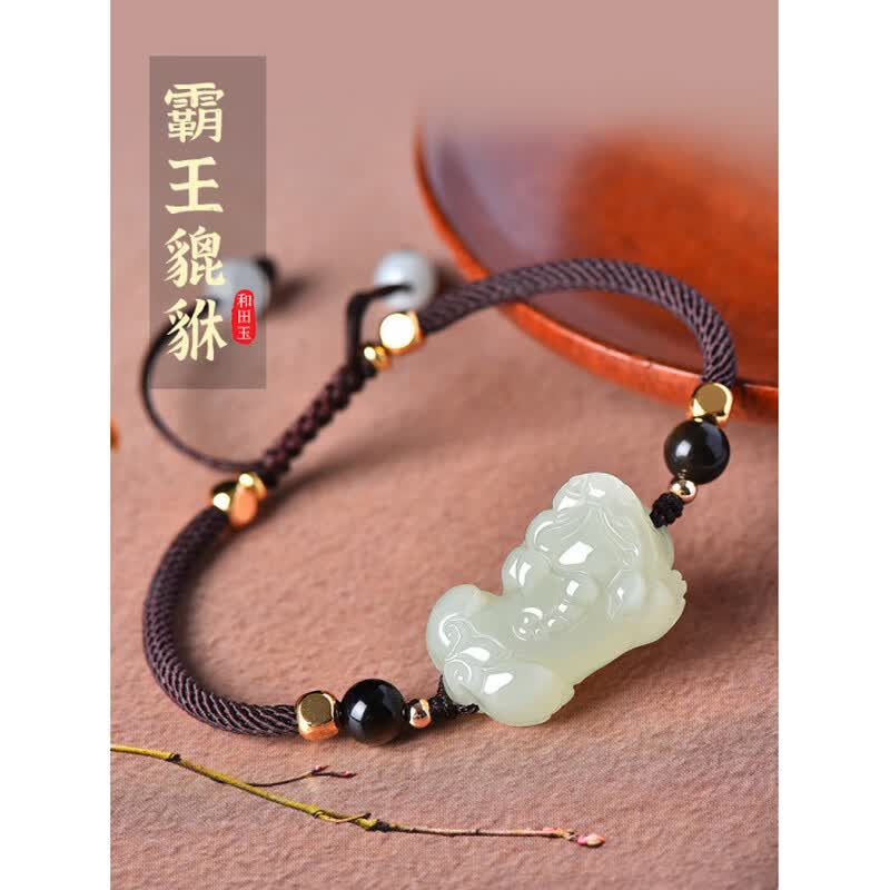Hetian Jade Pixiu Bracelet – Hand-Braided for Two, Woven with Intention