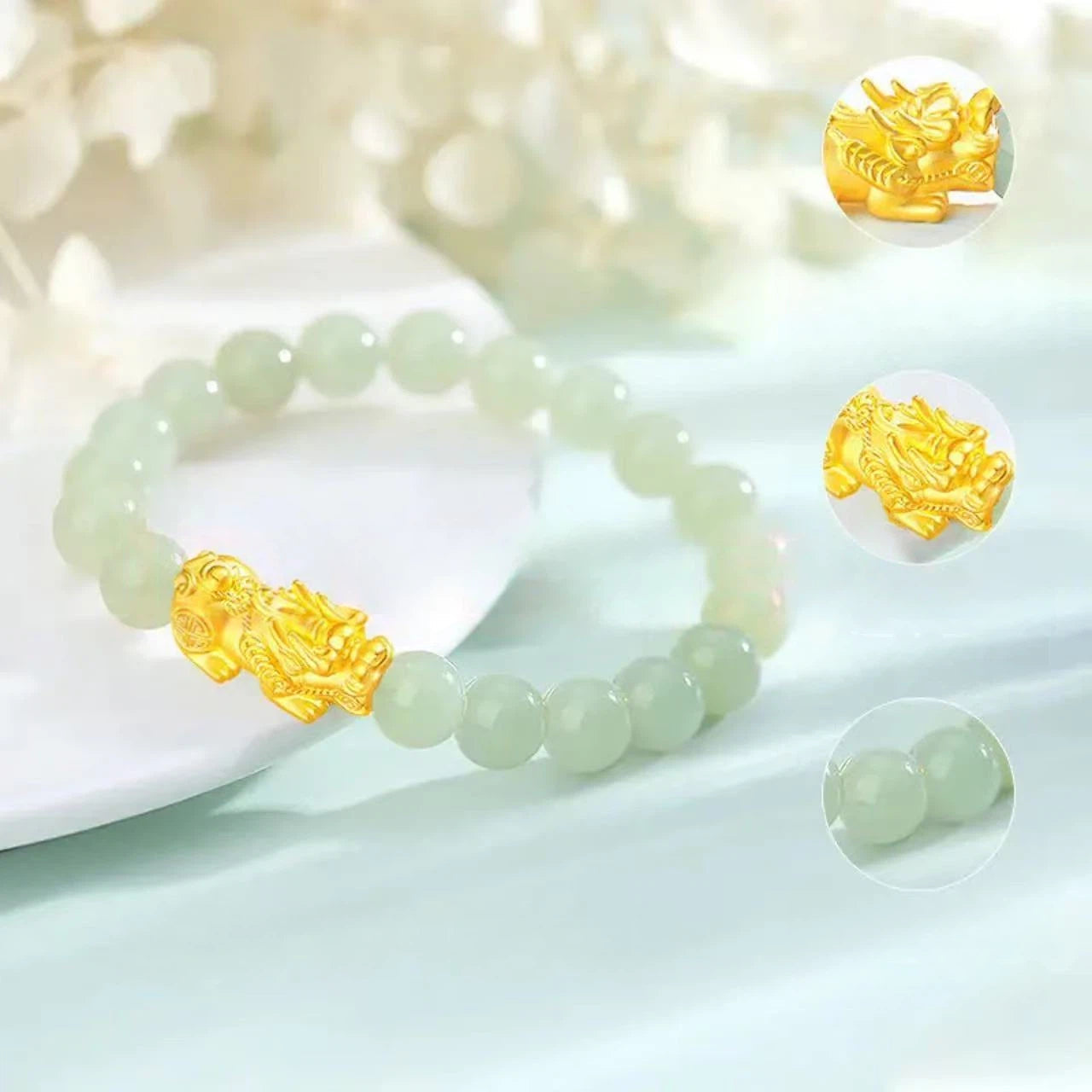 Women's gold Pixiu bracelet - Hetian jade bracelet