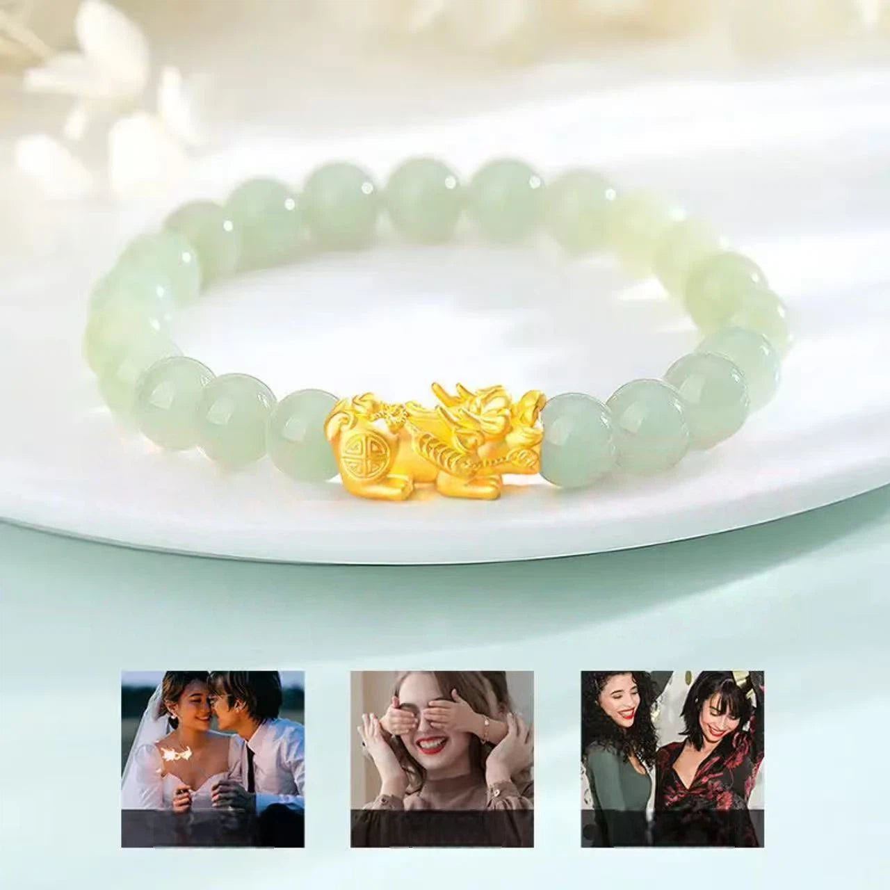 Women's gold Pixiu bracelet - Hetian jade bracelet