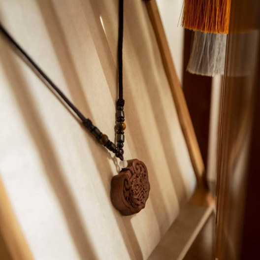 Traditional handmade blended incense pendant - car air freshener and wearable perfume necklace with pear blossom scent.