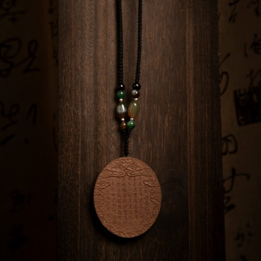 Traditional handmade blended incense pendant - car air freshener and wearable perfume necklace with pear blossom scent.