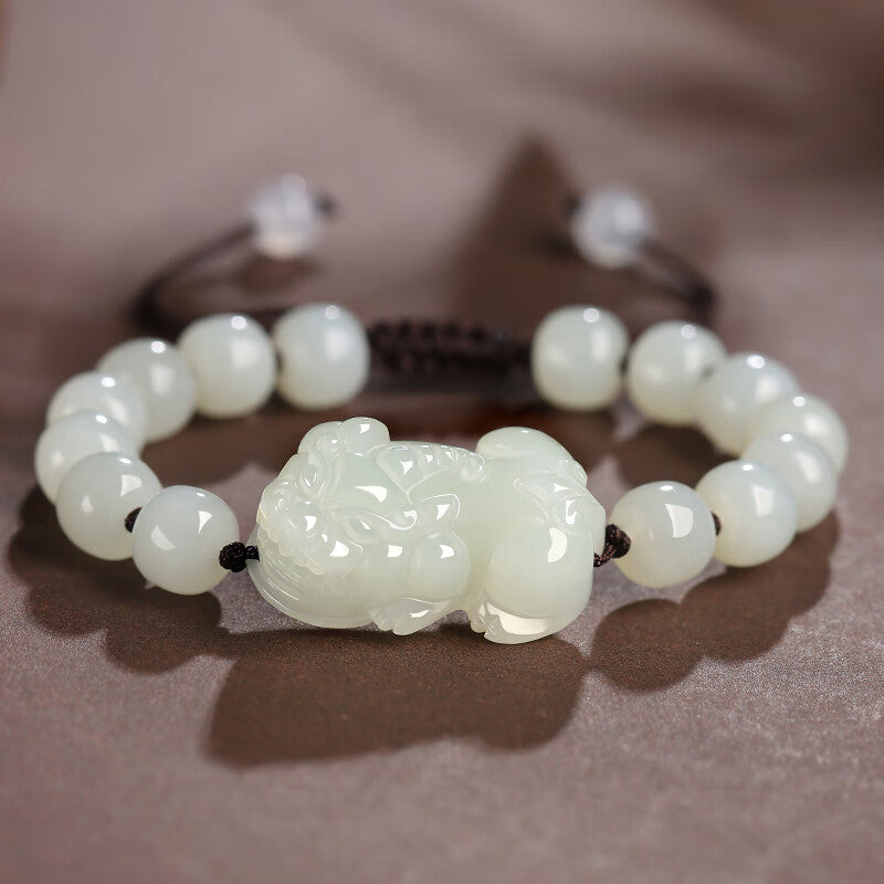 ‘Imperial Crystal’ Hetian Jade Pixiu Bracelet – The One-in-Nine Choice for the Discerning