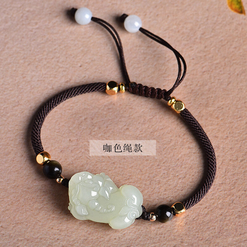 Hetian Jade Pixiu Bracelet – Hand-Braided for Two, Woven with Intention