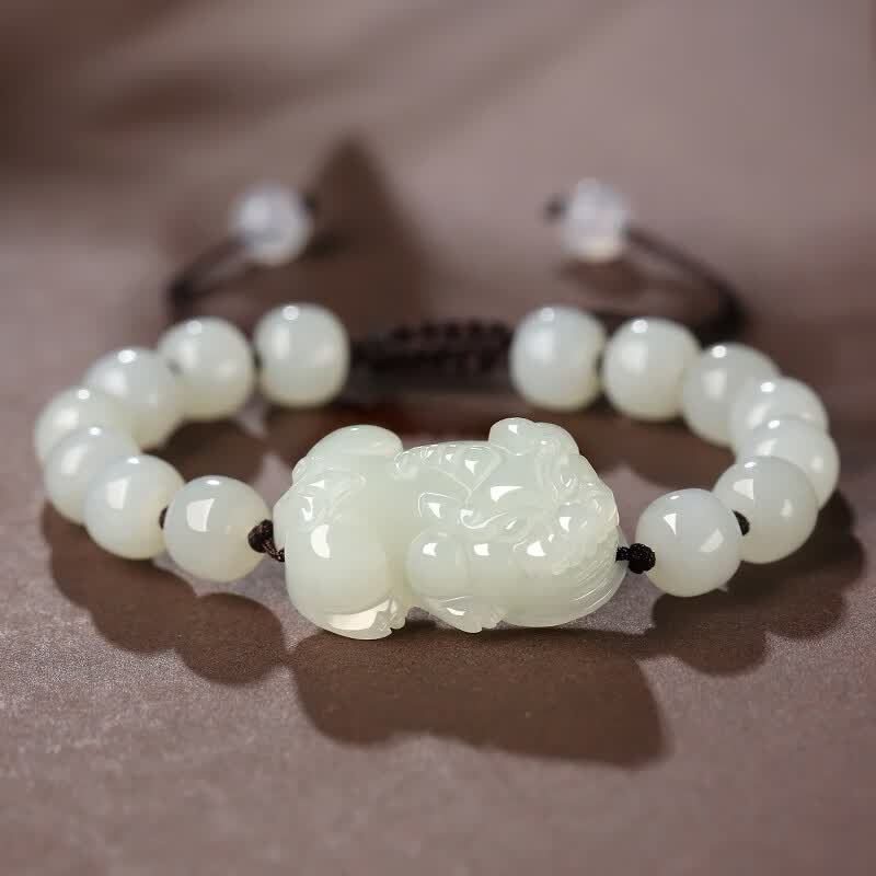 ‘Imperial Crystal’ Hetian Jade Pixiu Bracelet – The One-in-Nine Choice for the Discerning