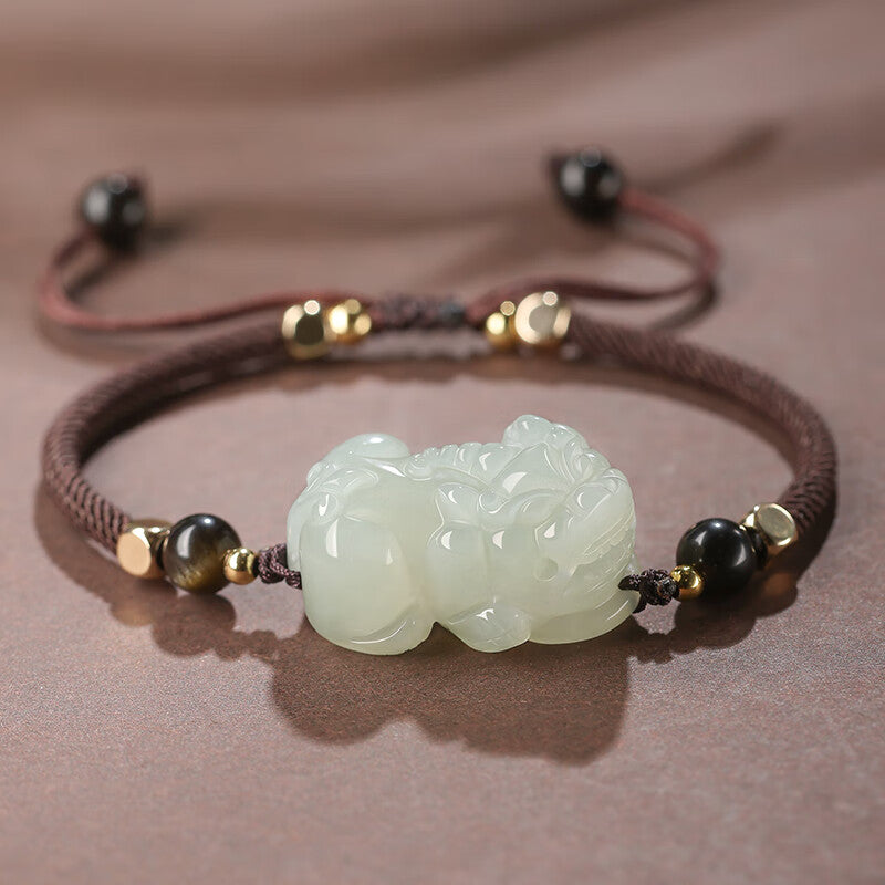 ‘Imperial Crystal’ Hetian Jade Pixiu Bracelet – The One-in-Nine Choice for the Discerning