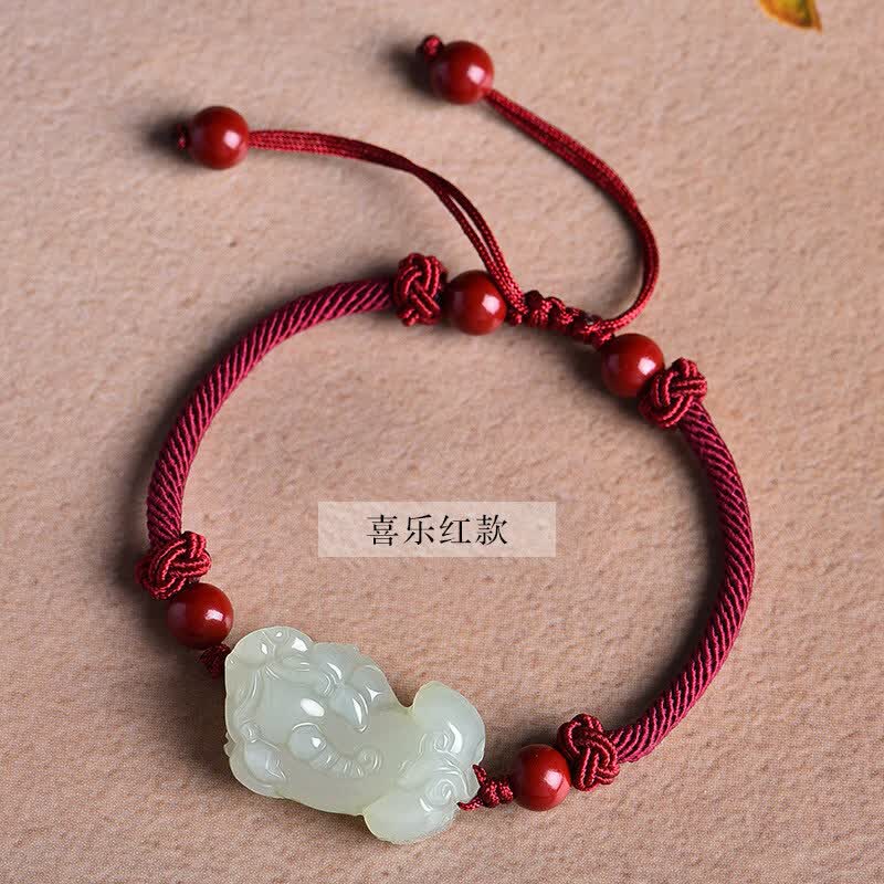 Hetian Jade Pixiu Bracelet – Hand-Braided for Two, Woven with Intention