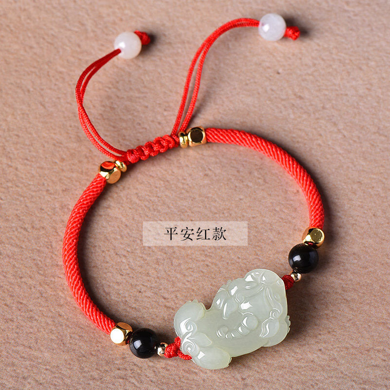 Hetian Jade Pixiu Bracelet – Hand-Braided for Two, Woven with Intention