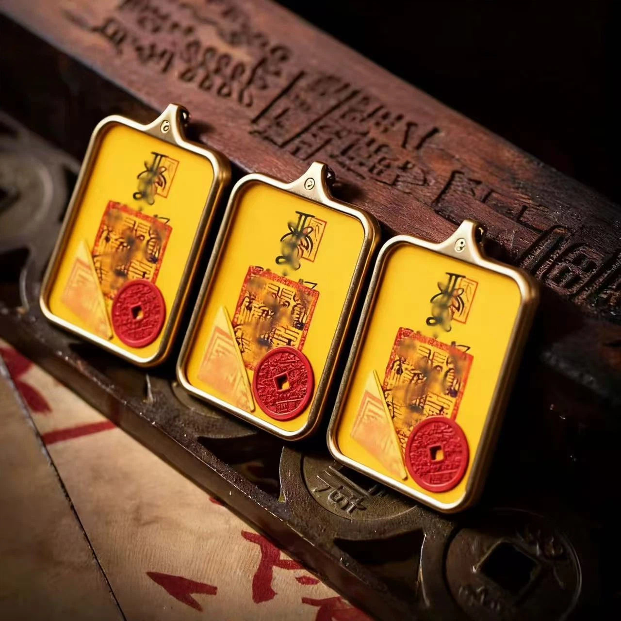 2026 Longhushan Hand-Painted Five Thunder Five Paths Thangka Pendant - Peace and Wealth-Attracting Hand-Painted Thangka Necklace