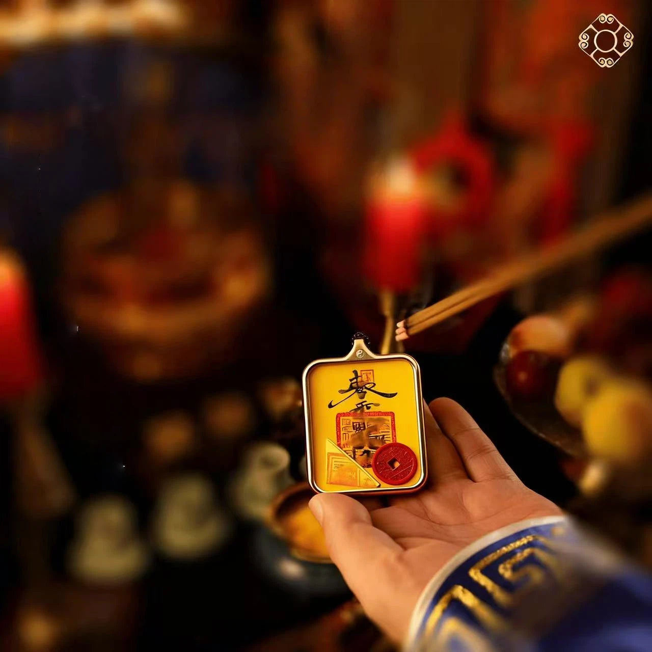 2026 Longhushan Hand-Painted Five Thunder Five Paths Thangka Pendant - Peace and Wealth-Attracting Hand-Painted Thangka Necklace