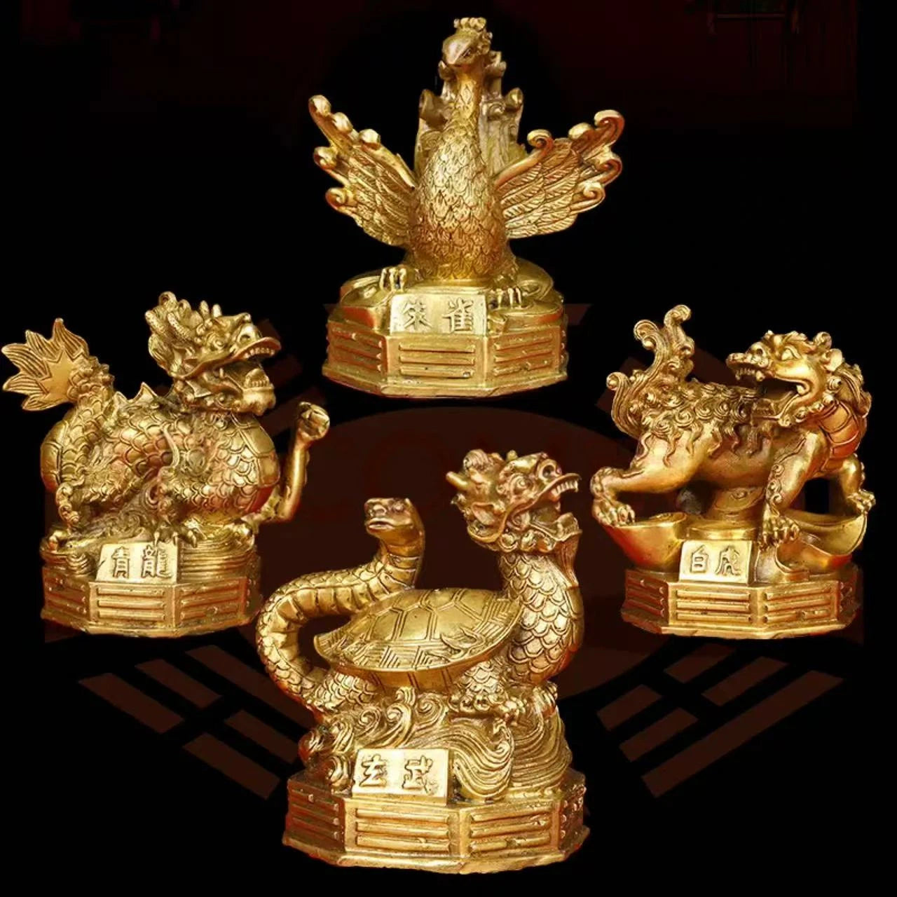 All four cardinal direction divine beasts-Made of brass, meticulously crafted.