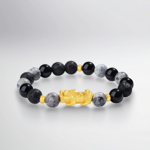 Pure silver obsidian bracelet - Feng Shui energy bracelet