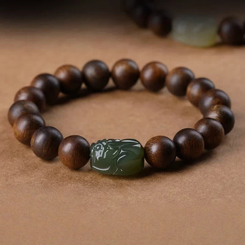 Brunei Agarwood & Qing Jade Pixiu Bracelet – A Fragrance That Lingers, A Fortune That Endures