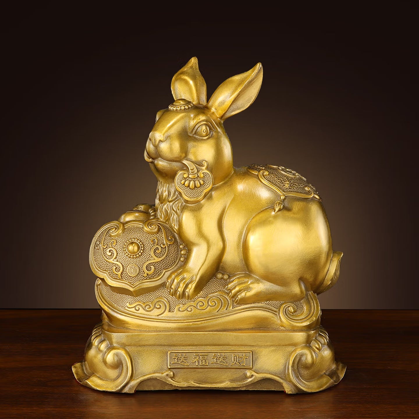 The zodiac sign of the rabbit is crafted from pure brass. - Twelve Zodiac animal figurines made of pure brass.