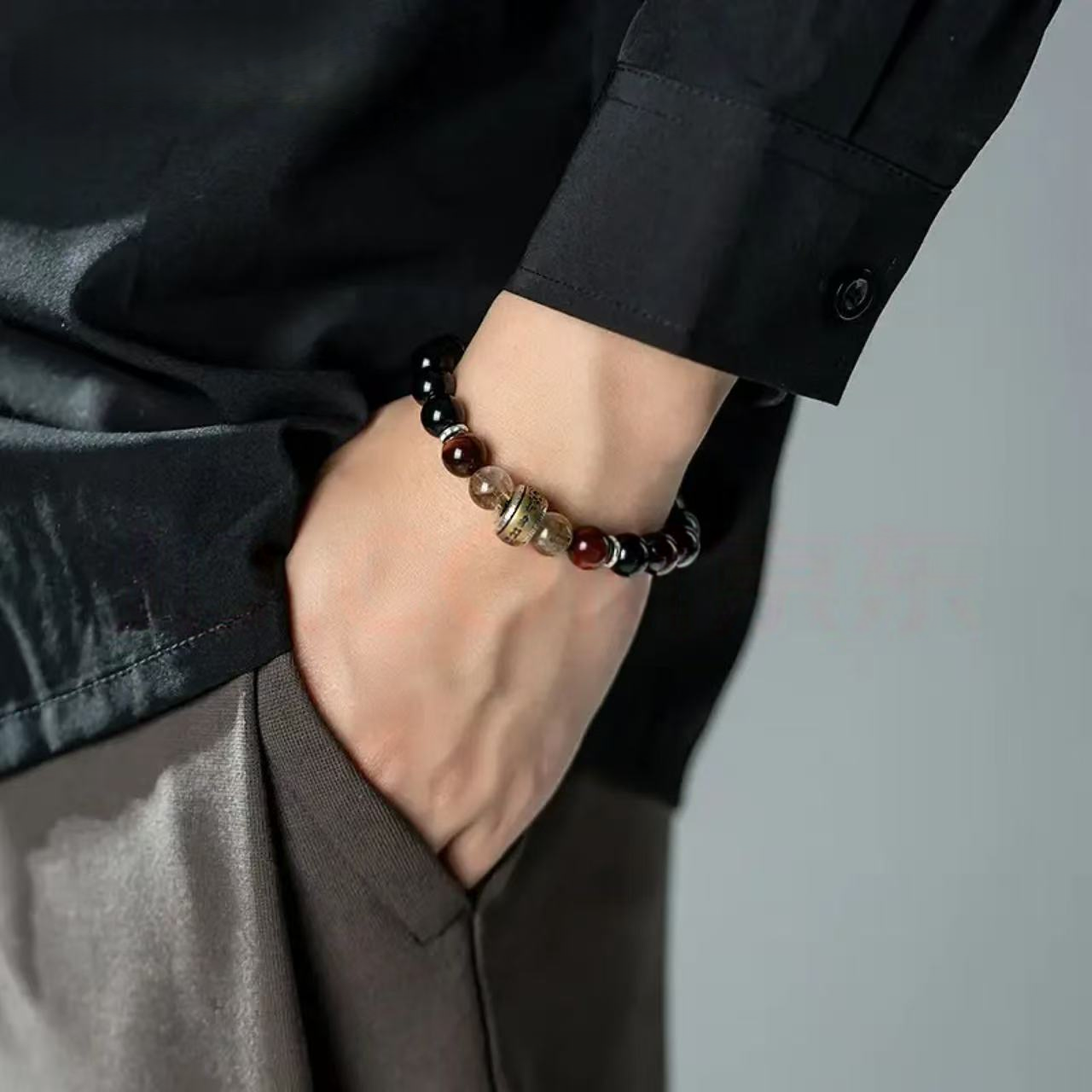 925 Sterling Silver Obsidian Bracelet for Men - Bracelet for Your Zodiac Year