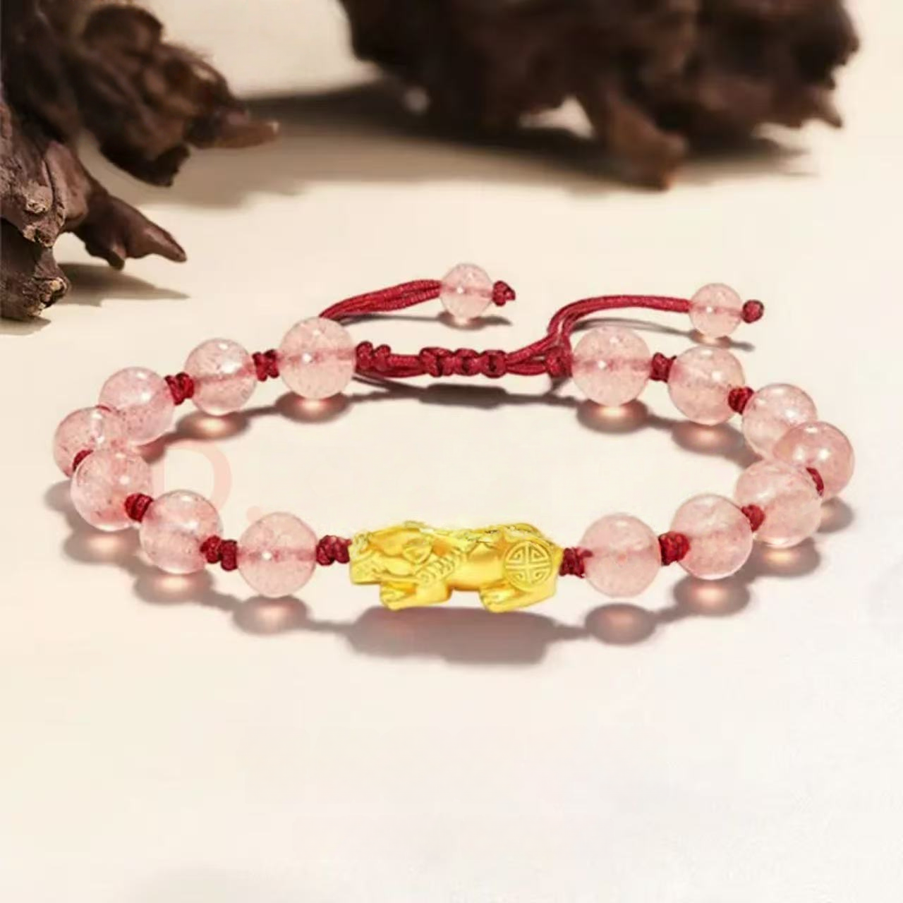 18K Gold Pixiu Bracelet for Women - Lucky Charm Beads