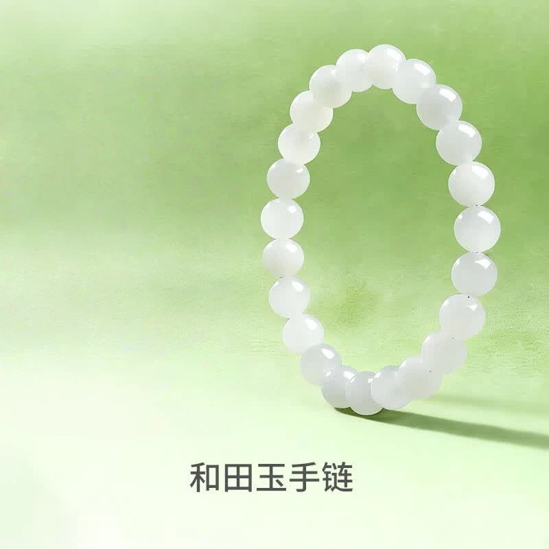 White Hetian Jade Beaded Bracelet – A String of Quality, A Circle of Grace
