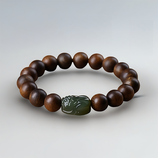 Brunei Agarwood & Qing Jade Pixiu Bracelet – A Fragrance That Lingers, A Fortune That Endures