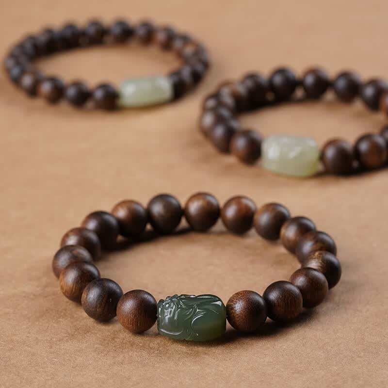 Brunei Agarwood & Qing Jade Pixiu Bracelet – A Fragrance That Lingers, A Fortune That Endures