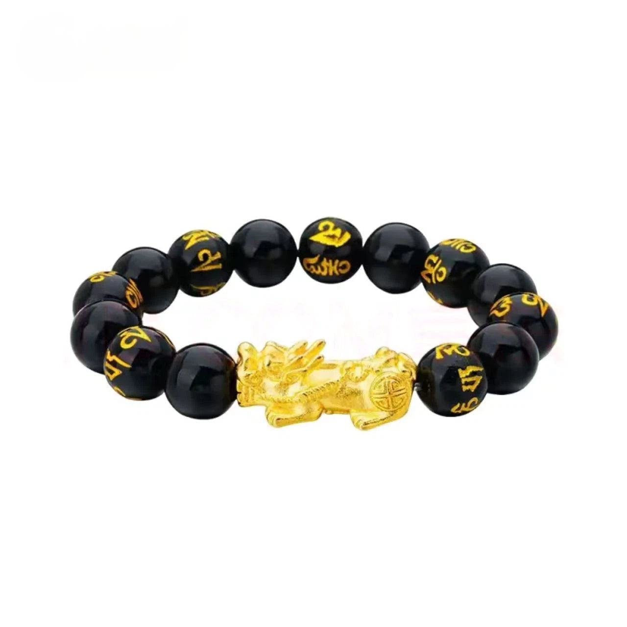 Six-character mantra pure gold Pixiu bracelet for men - lucky charm Pixiu bracelet