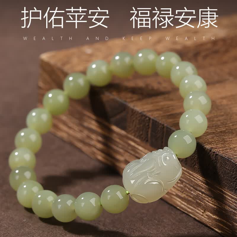 ‘Imperial Crystal’ Hetian Jade Pixiu Bracelet – The One-in-Nine Choice for the Discerning