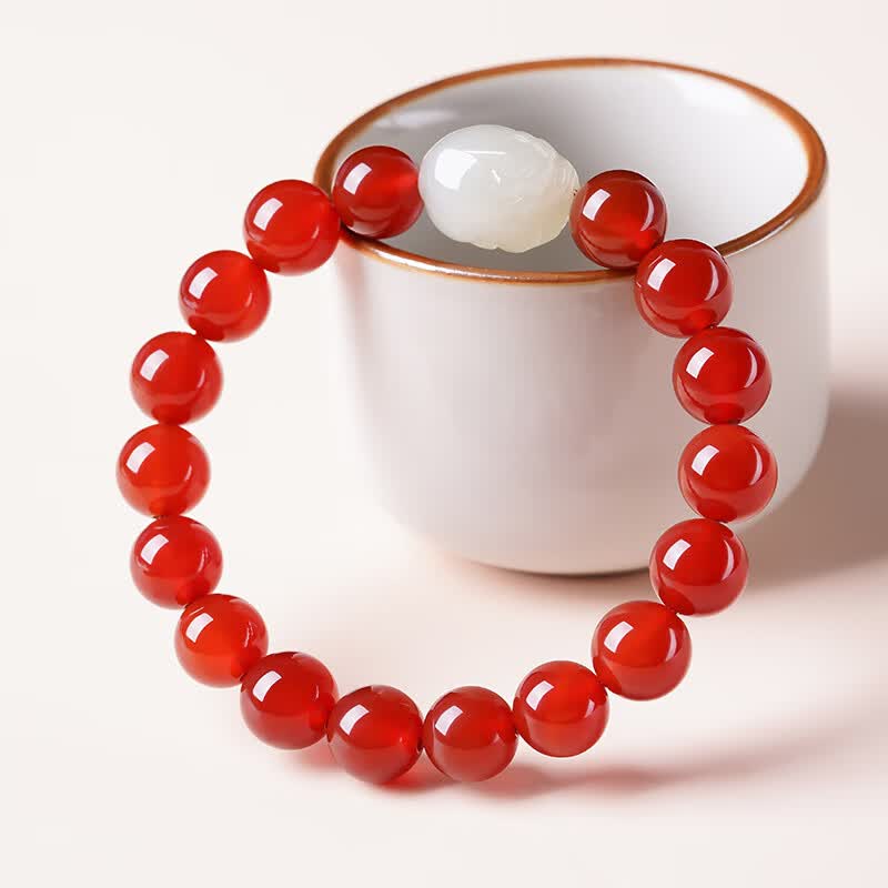 Red Agate & Hetian Jade Pixiu Bracelet – A Bold Welcome to the Year of the Horse