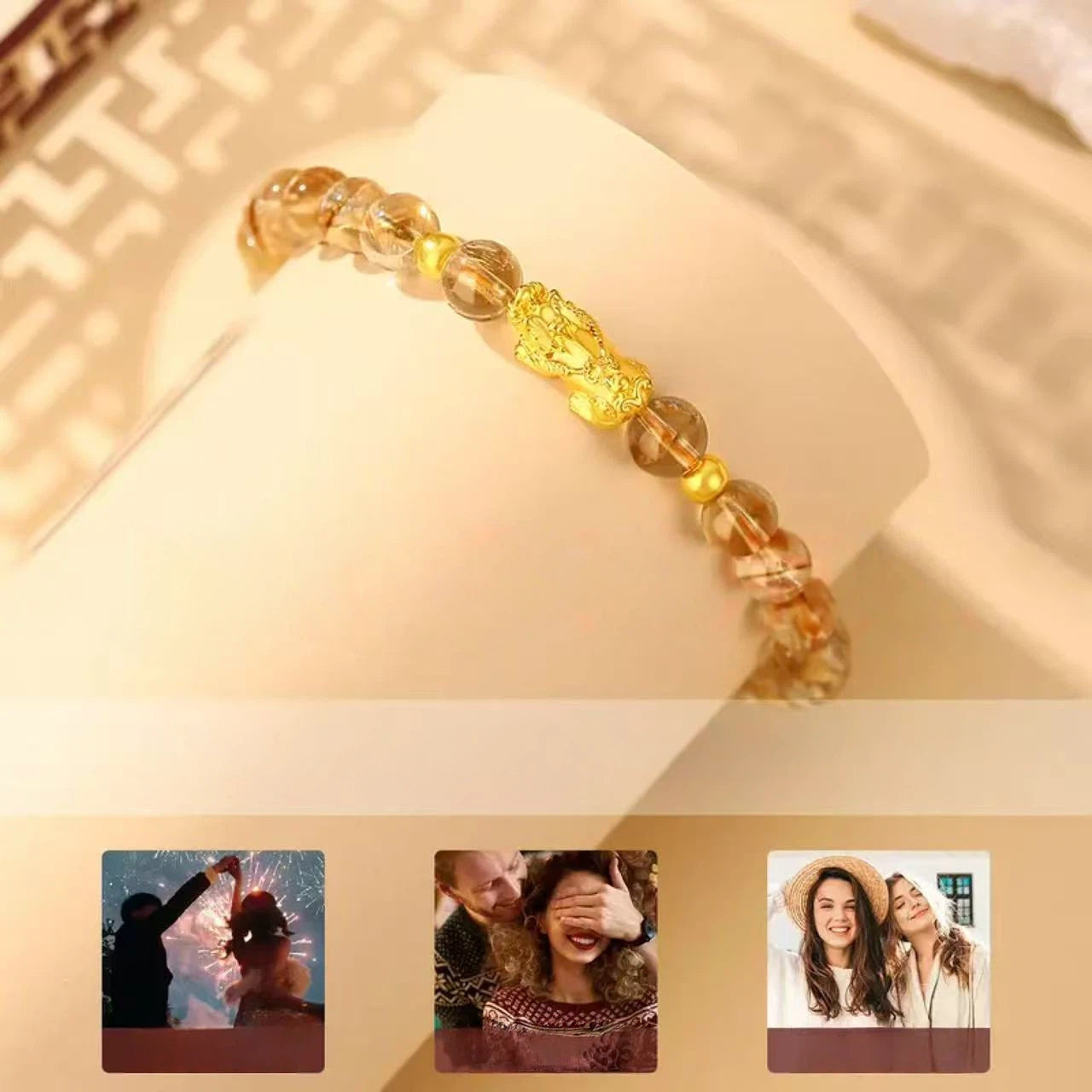 Gold Pixiu Bracelet for Women-Pure gold Pixiu citrine bracelet