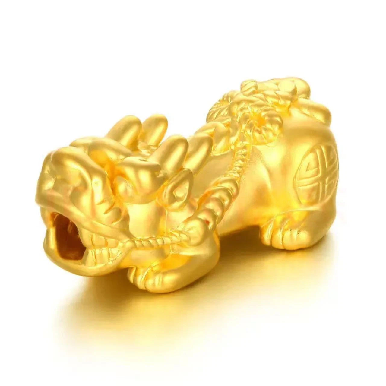 Pure gold Pixiu (mythical creature) bracelet for women-3D Hard Gold Lucky Bead Pink Crystal Bracelet