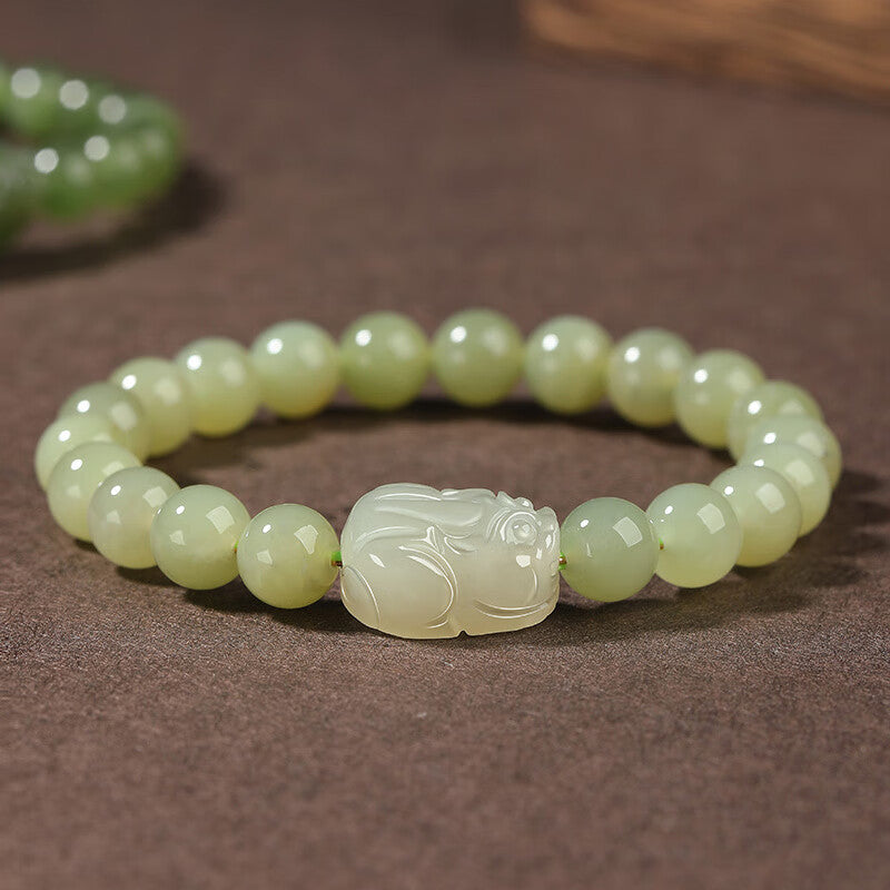 ‘Imperial Crystal’ Hetian Jade Pixiu Bracelet – The One-in-Nine Choice for the Discerning
